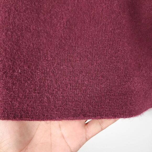 Ann Taylor Moto Jacket Faux Suede Knit Zip Sweater Burgundy Size M - Picture 10 of 14